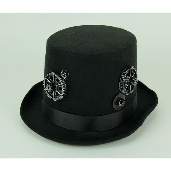 Formal Black Steampunk Style Top Hat With Flashing LED Lights - Picture 3 of 3